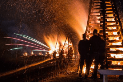 BONFIRES ALONG THE LEVEE
