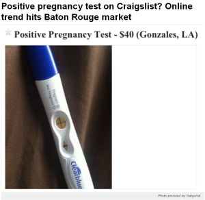 Positive pregnancy test on Craigslist? Online trend hits Baton Rouge market