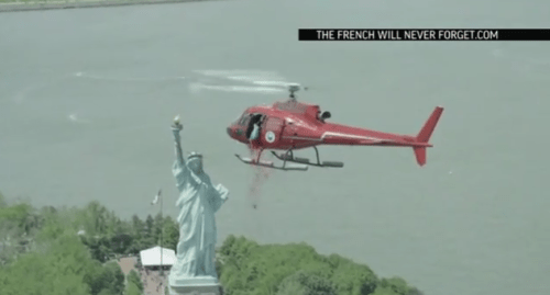 Lady Liberty Showered With Rose Petals for D-Day