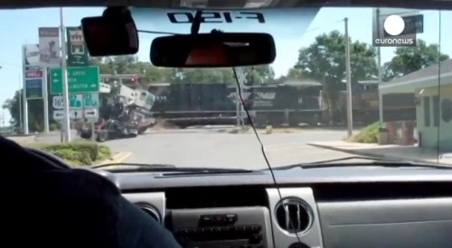 Train collides with truck stuck on tracks in Mer Rouge, Louisiana