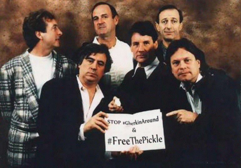 The #UK has taken to hash-tagging 'Stop #GherkinAround & #FreeThePickle' Wow, even the deceased still hashtag.